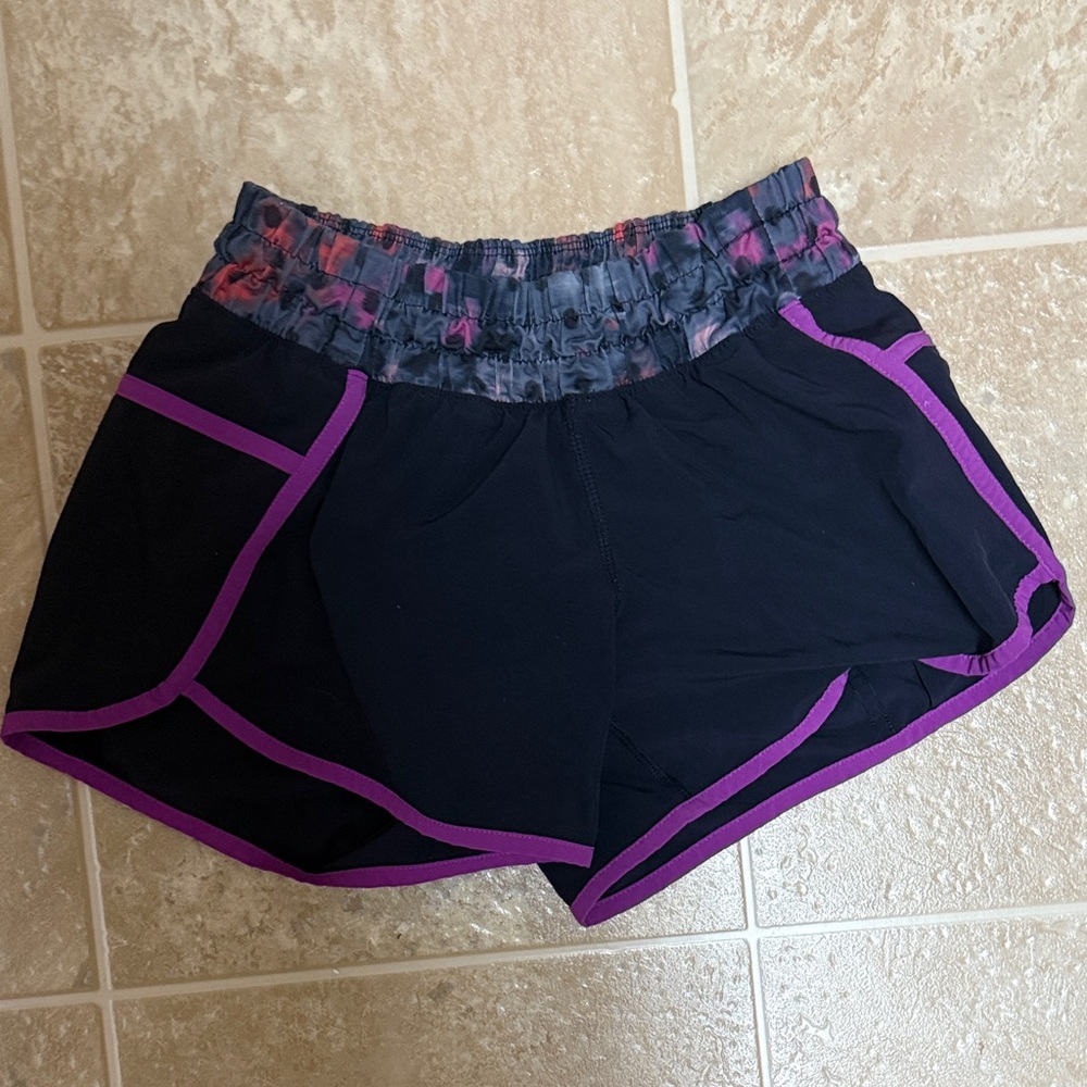 Lululemon Athletica Black and Purple Athletic Shorts